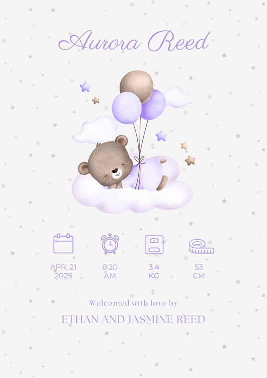 The Little Arrival Collection - Purple Teddy